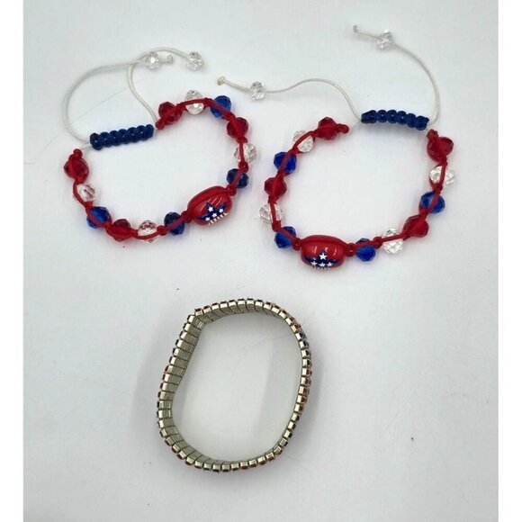 4th of July Glass Bead & Crystal Bracelets Red White Blue Flag Jewelry Set of 3 - Picture 5 of 6